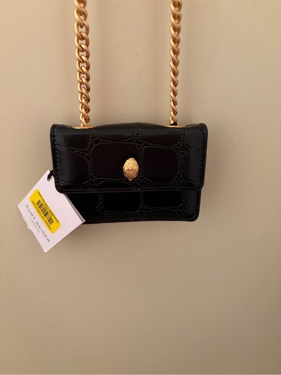 Kurt Geiger Handbags - Kurt Geiger Black Croc-Embossed Mini Bag with Gold Chain